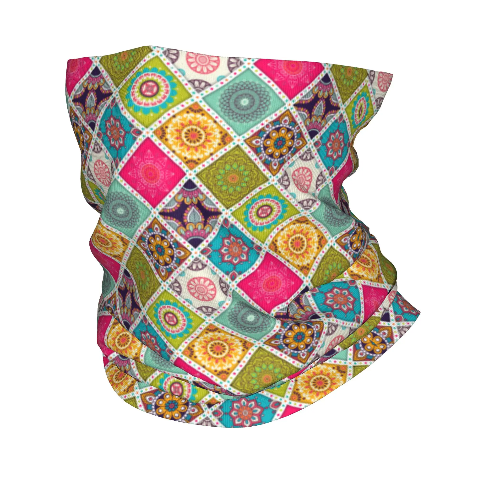 Neck Gaiter Face Cover - 새로운 아랍 인도 민족풍 꽃무늬 만다라