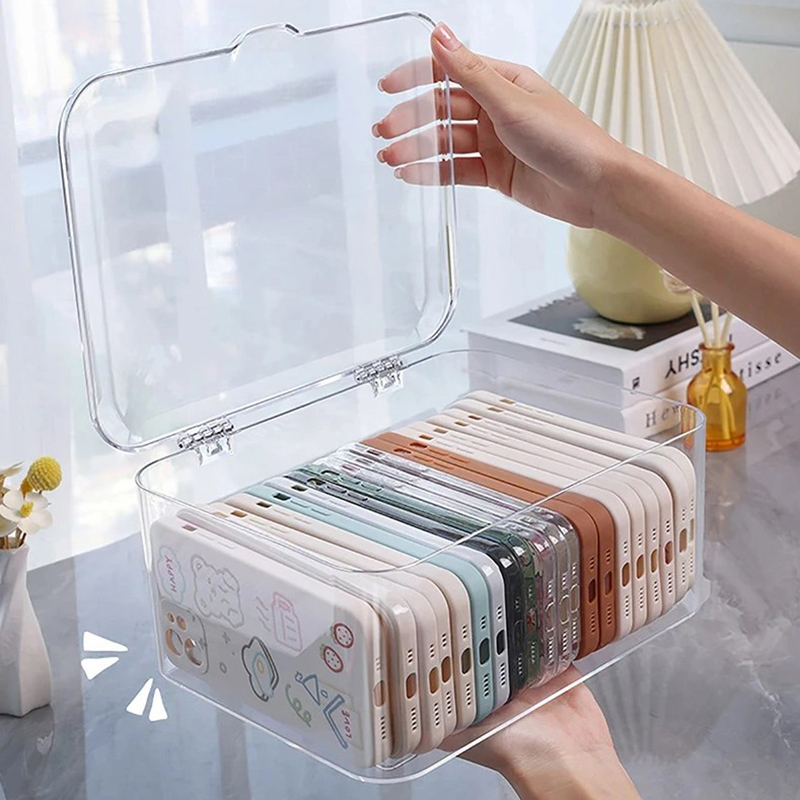 Face Mask Storage Box - 아크릴 잡화 보관 바구니, 방진 페이스