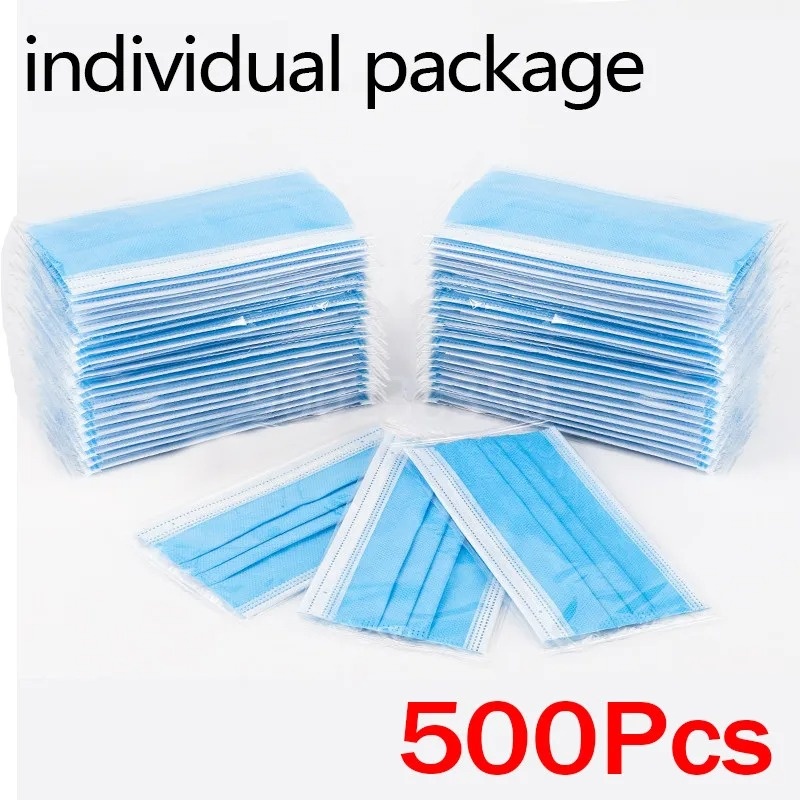 Disposable Mask Blue - 50-500pcs 일회용 성인용 개별 패키지 마스크