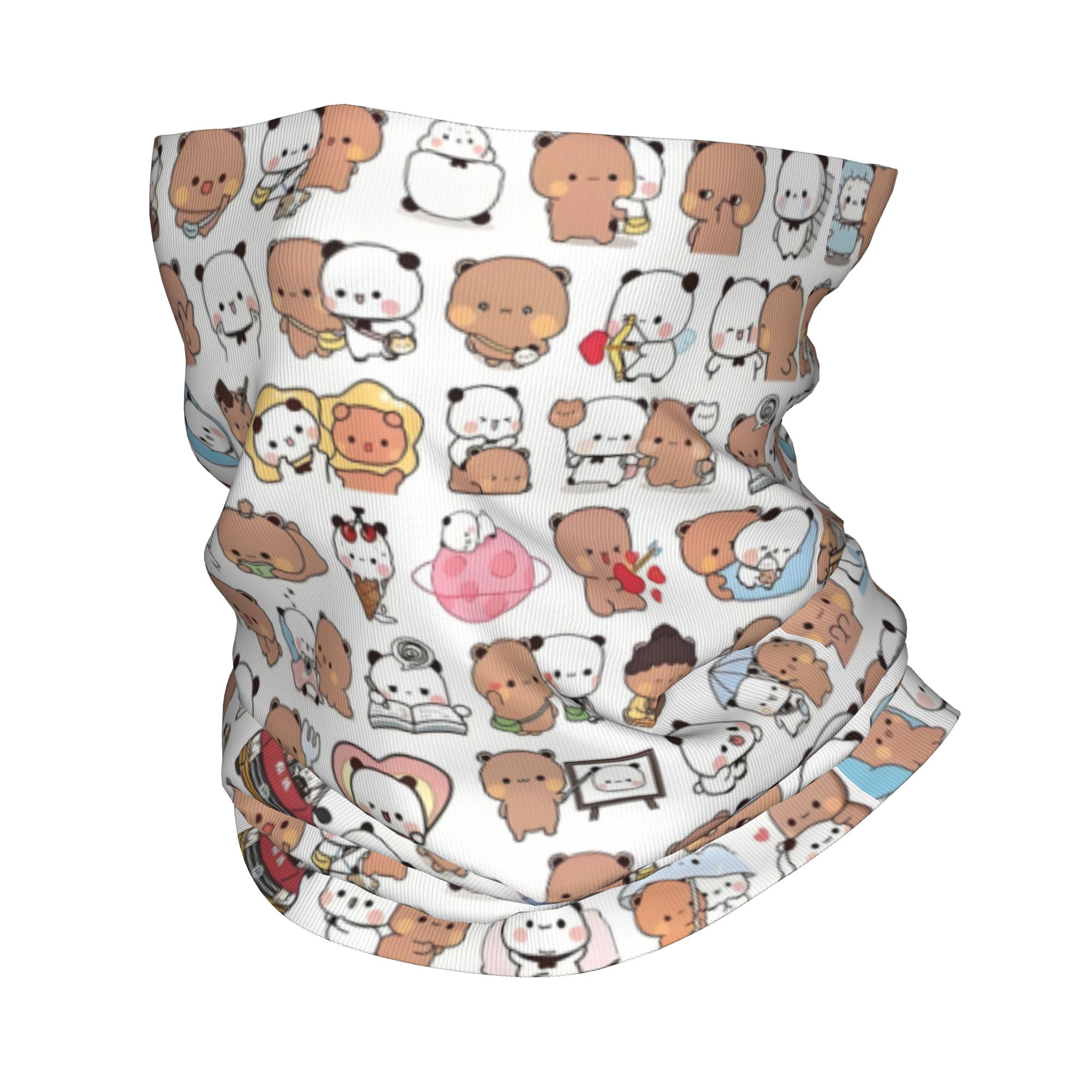 Neck Gaiter Face Cover - 커스텀 베어 만화 피치와 고마 부부