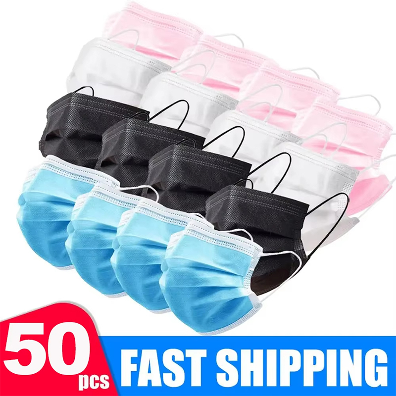 Disposable Mask Blue - 50Pcs 유니섹스 3 레이어 마스크 페이스