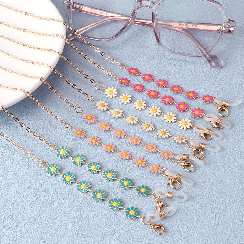 Mask Chain Holder - 여성을위한 세련된 꽃 안경 체인 패션