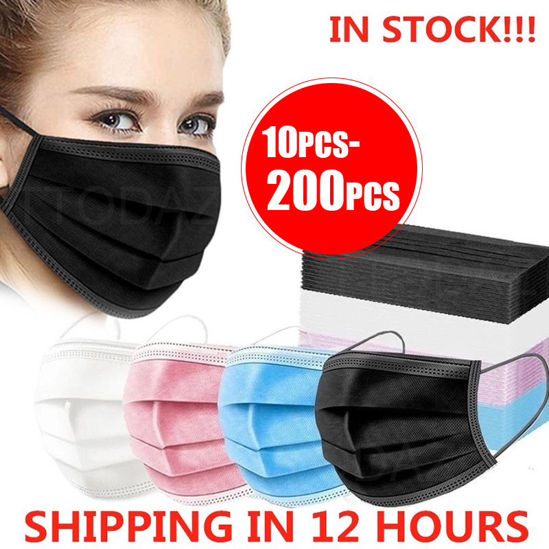 Disposable Mask Blue - 10/50/100/200PCS 일회용 마스크 Earloop 핑크 청이