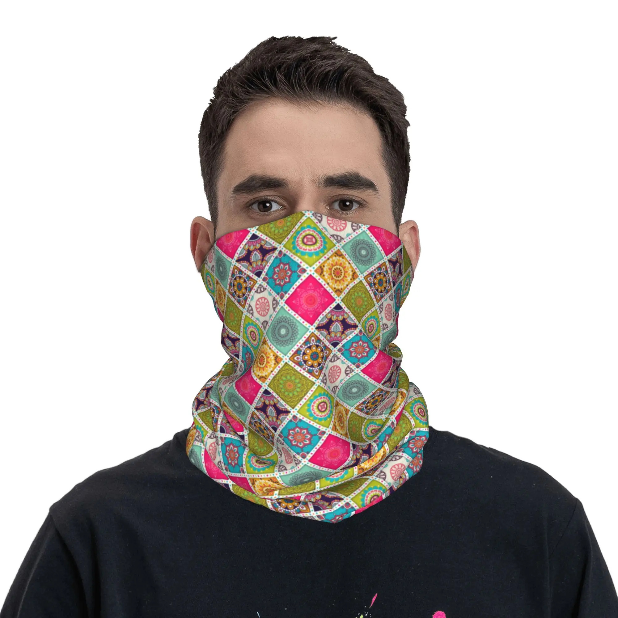 새로운 아랍 인도 민족풍 꽃무늬 만다라 패턴 반다나 넥 - Neck Gaiter Face Cover 리뷰 및 가격