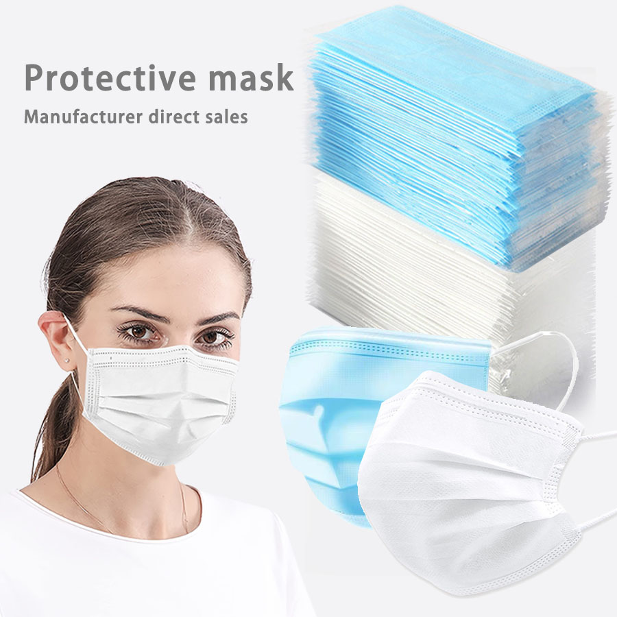 50/100Pcs 얼굴 파란색 흰색 성인 마스크 공장에 - Disposable Mask Blue 리뷰 및 가격