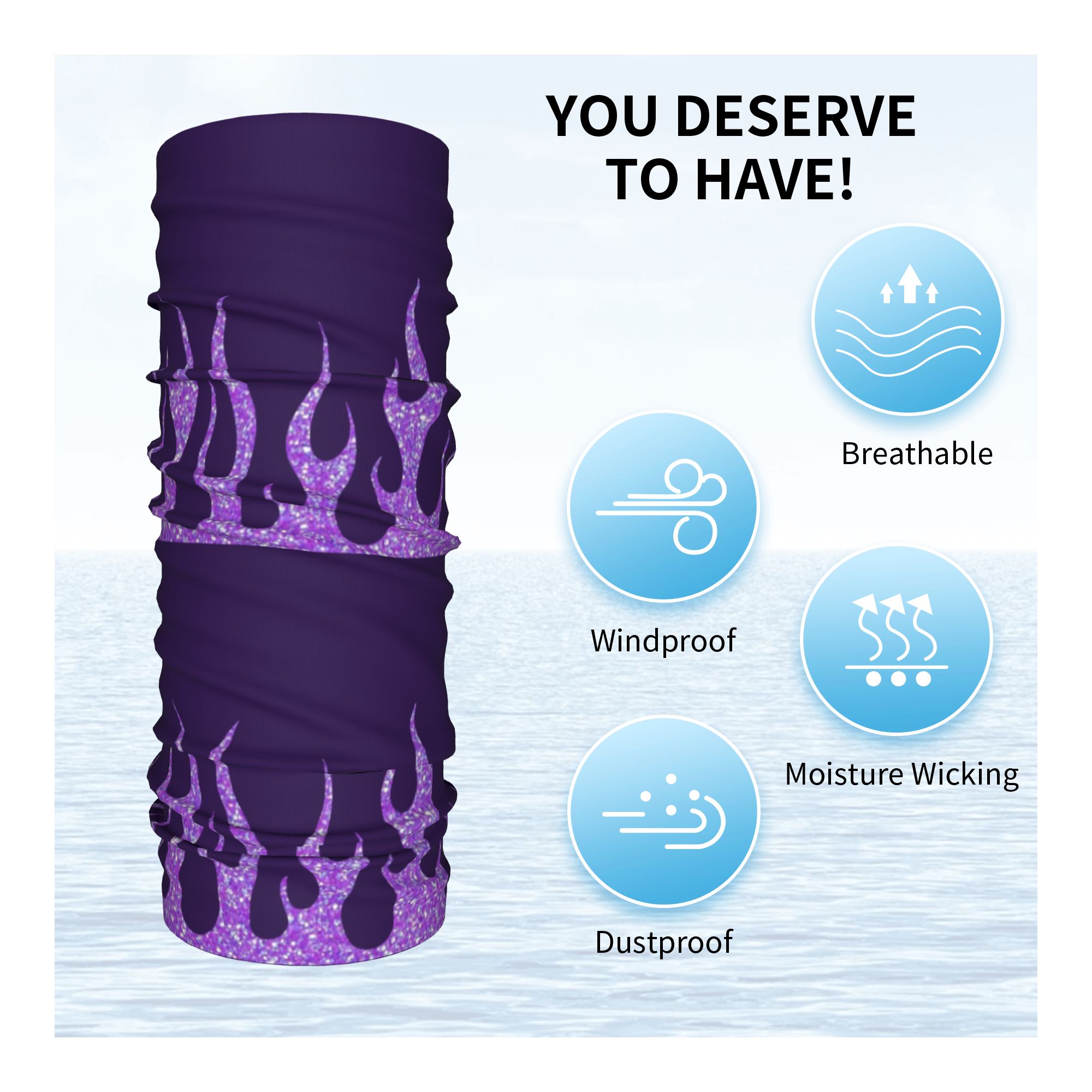 커스텀 퍼플 글리터 불꽃 무늬 반다나 넥 게이터 자외선 - Neck Gaiter Face Cover 리뷰 및 가격