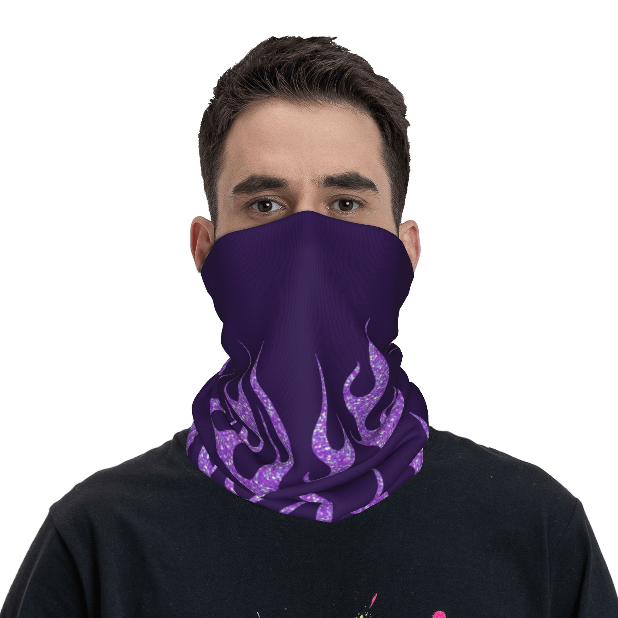 커스텀 퍼플 글리터 불꽃 무늬 반다나 넥 게이터 자외선 - Neck Gaiter Face Cover 리뷰 및 가격