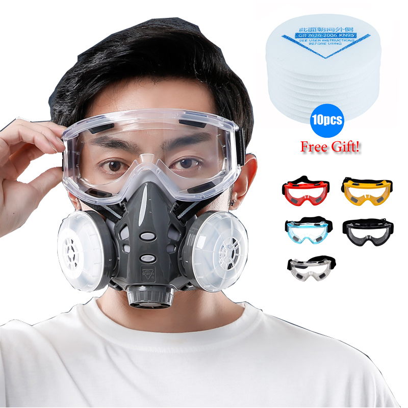 하프 페이스 방진 마스크 안전 고글, 10 필터, 듀얼 - Kn95 Respirator Mask 리뷰 및 가격