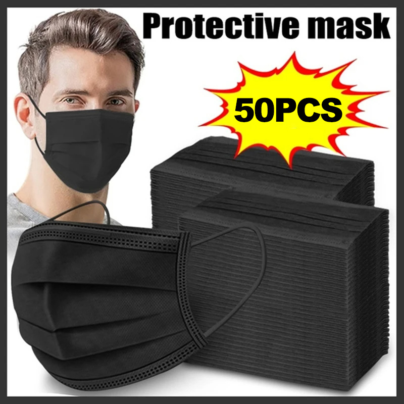 마스크 3겹 마스크 페이스 마스크 멜트 블로운 천 일회 - Black Face Mask Pack 리뷰 및 가격