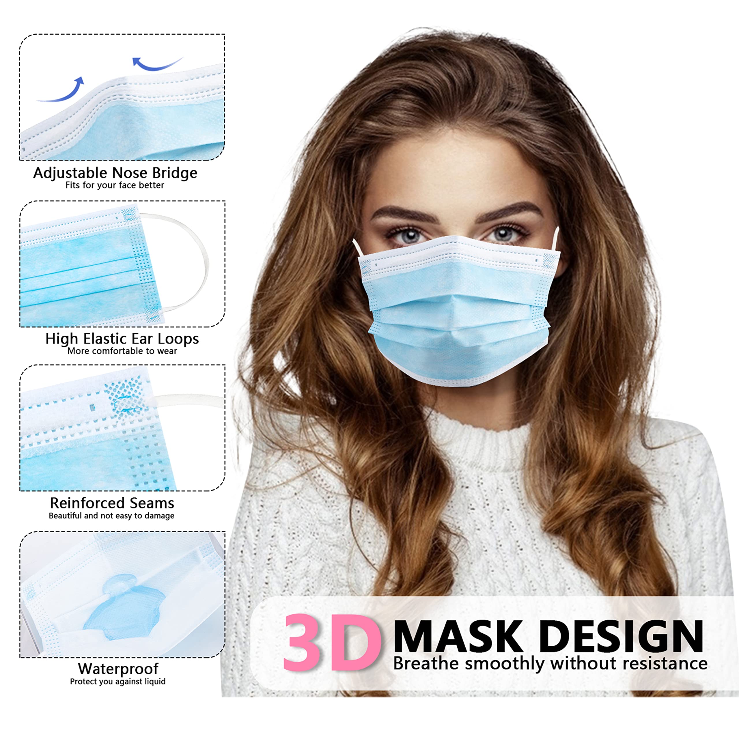 50/100 PCS 박스 블루 페이스 마스크 일회용 페 - Disposable Mask Blue 리뷰 및 가격